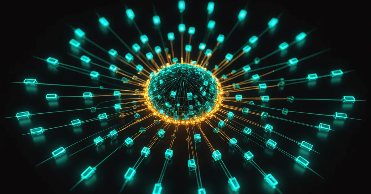 Abstract visualization of coordinated credential rotation across system nodes